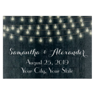 Vintage Rustic String Lights Wedding Keepsake Cutting Board