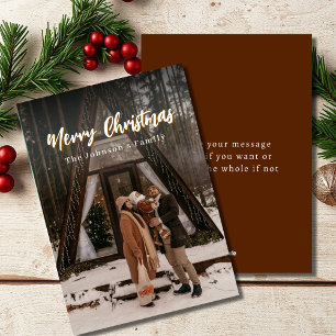 Vintage Rustic Stylish Script Christmas Family Holiday Card