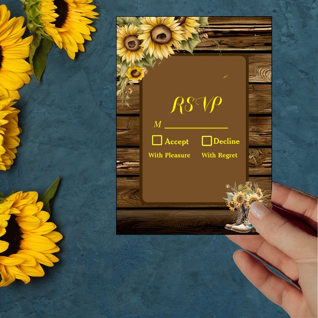 Vintage Rustic Sunflowers Country RSVP Card (Creator Uploaded)