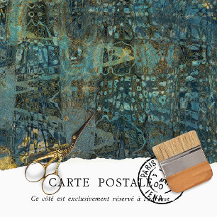 Vintage Rustic Texture Blue Gold Decoupage Tissue Paper