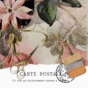 Vintage Rustic Texture Botanical Map Decoupage  Tissue Paper