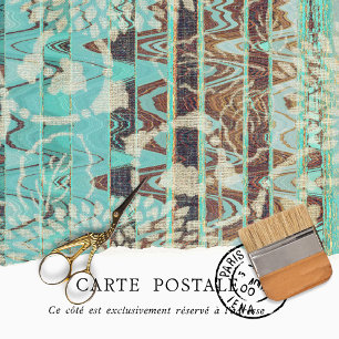 Vintage Rustic Texture Fabric Decoupage Mint Green Tissue Paper