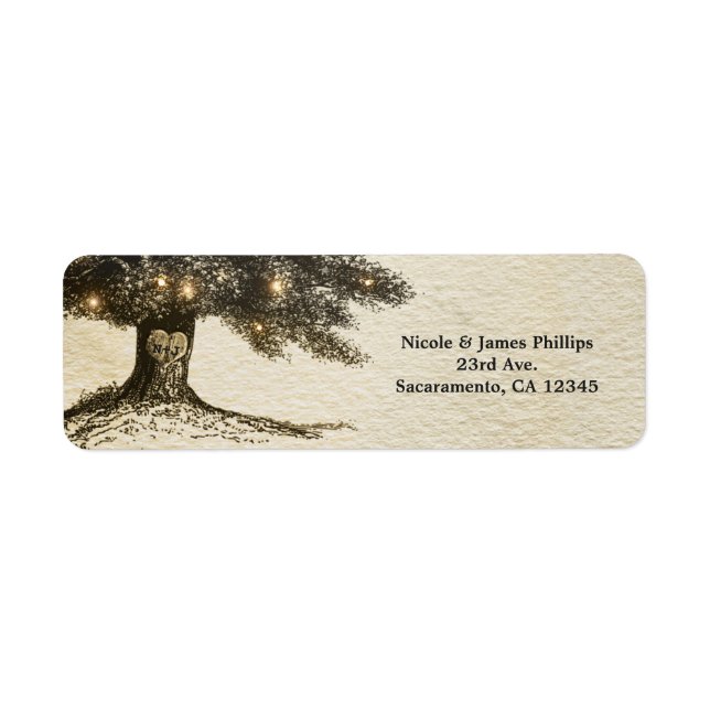 Vintage Rustic Tree & Lights Wedding Invitation (Front)