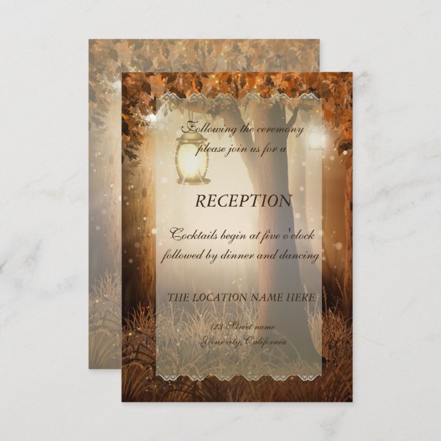 Vintage Rustic Tree Reception Invitation (Front/Back)