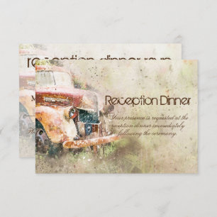 Vintage Rustic Truck Reception Dinner RSVP Entree Invitation