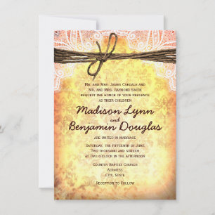 Vintage Rustic Typography Wedding Invitations