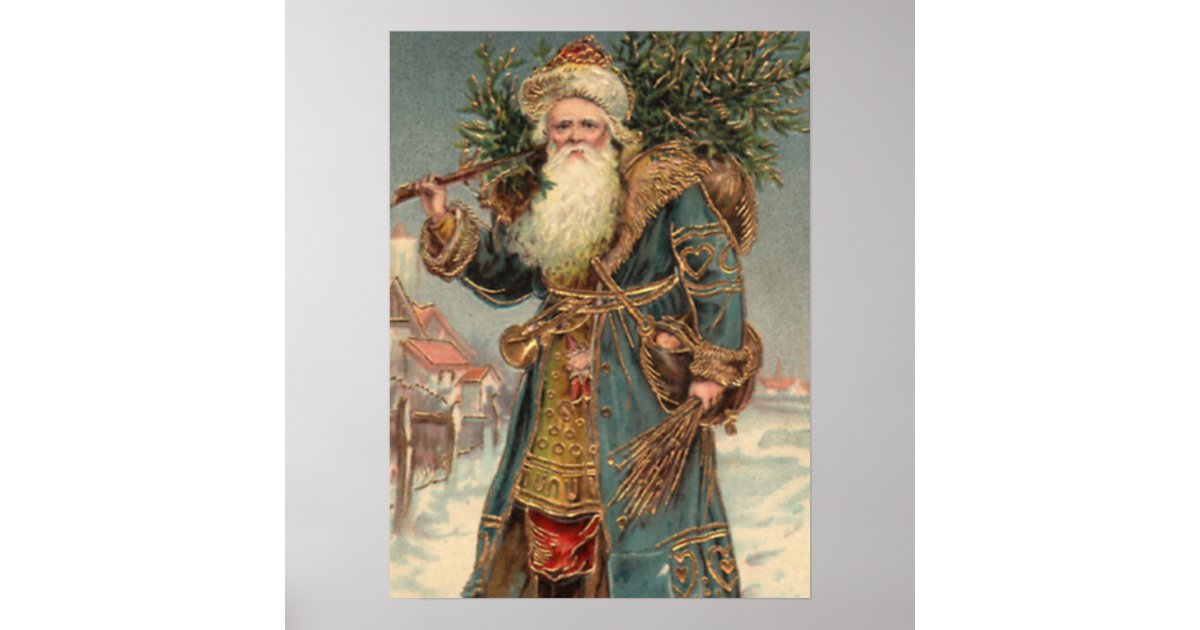 Vintage Rustic Victorian Santa Clause Print Zazzle Co Nz