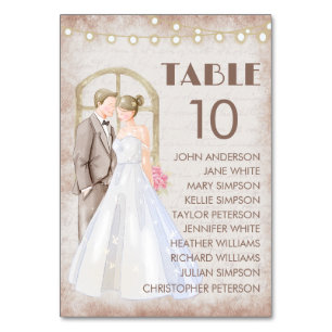 Vintage Rustic Watercolor Romantic String Lights Table Number