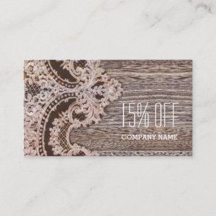 vintage rustic western country chic lace barn wood business card