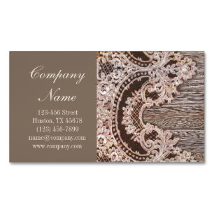 vintage rustic western country chic lace barn wood magnetic business card
