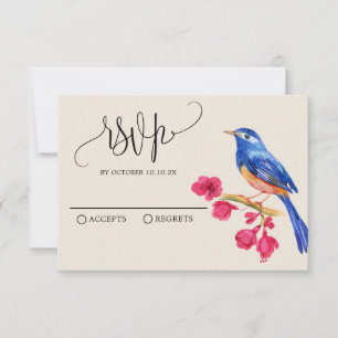 Vintage rustic Wild Animal bird floral  RSVP Card