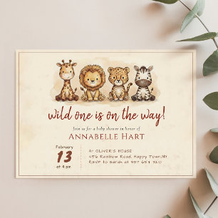 Vintage Rustic Wild One Safari Baby Shower Invitation