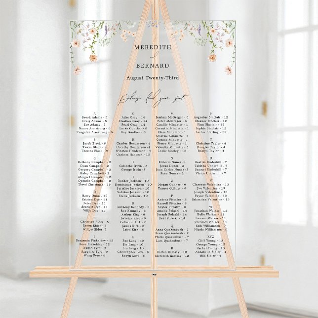 Vintage Rustic Wildflower Acrylic Seating Chart (Creator Uploaded)