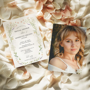 Vintage Rustic Wildflower Bridal Shower Photo Invitation