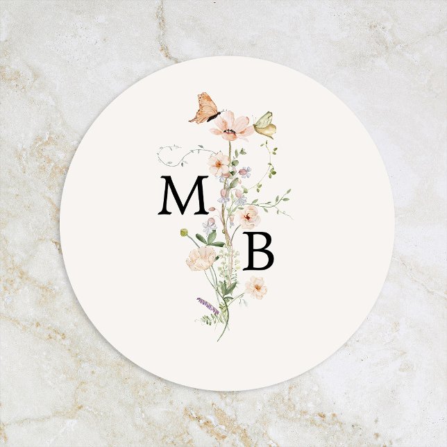 Vintage Rustic Wildflower Monogram Envelope Seal (Creator Uploaded)