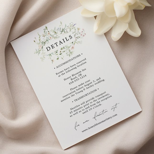 Vintage Rustic Wildflower Wedding Details Enclosure Card (Creator Uploaded)