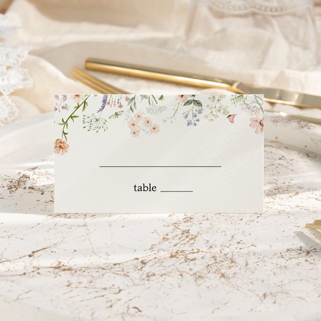 Vintage Rustic Wildflower Wedding Folded  Place Card (Creator Uploaded)