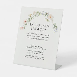 Vintage Rustic Wildflower Wedding Memorial Pedestal Sign