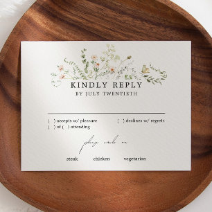 Vintage Rustic Wildflower Wedding RSVP Card