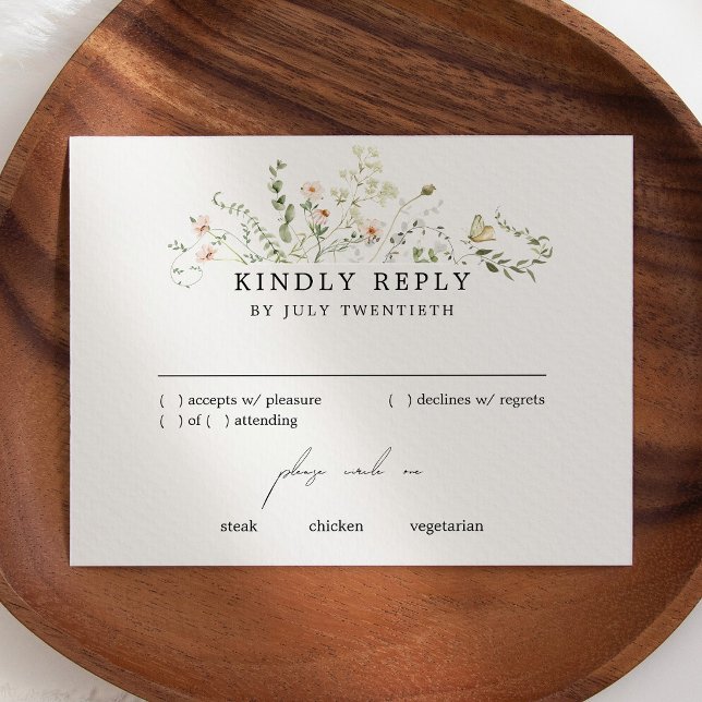 Vintage Rustic Wildflower Wedding RSVP Card (Creator Uploaded)