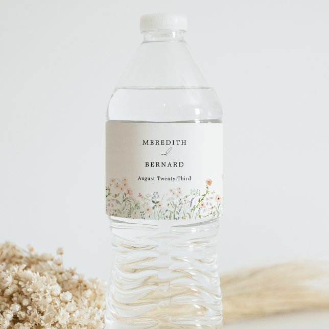 Vintage Rustic Wildflower Wedding Water Bottle Label (Creator Uploaded)