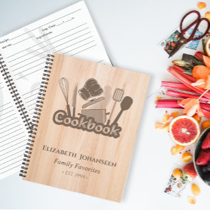 Vintage Rustic Wood Brown Cooking Recipe Cookbook Notebook