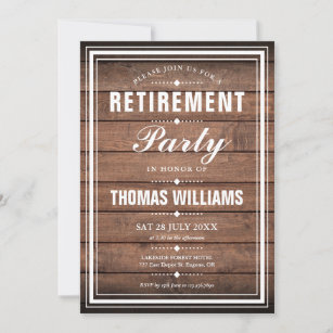 Vintage Rustic Wood Retirement Party Invitation