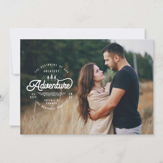 vintage rustic woodland save the date announcement (Front)