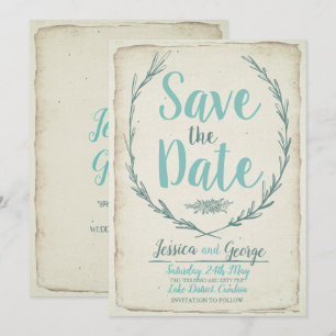 Vintage rustic wreath Wedding Save the date