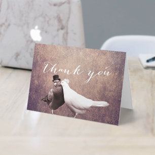 Vintage Rusty Grunge Love Birds Wedding Thank You Card