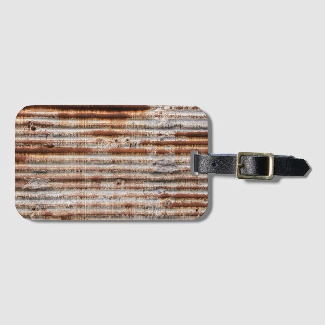 Vintage Rusty Metal Luggage Tag (Front Horizontal)
