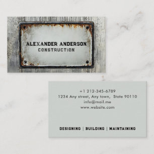 Vintage Rusty Metal Name Plate Industrial Grid Business Card