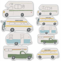 Vintage RV Van Motorhome Campervan Cute Drawing