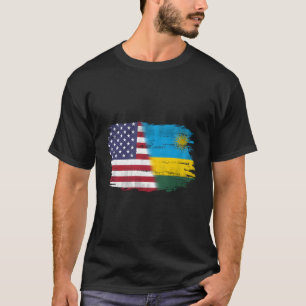 Vintage Rwanda And American With Flag For Rwandan T-Shirt