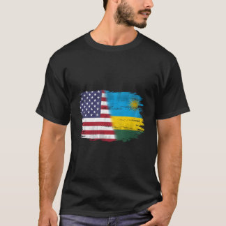 Vintage Rwanda And American With Flag For Rwandan T-Shirt