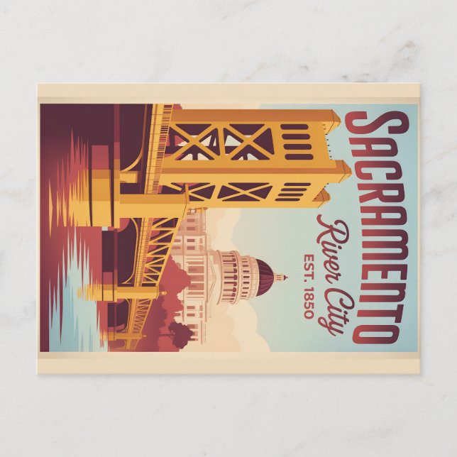 Vintage Sacramento California Retro Travel Poster  Postcard (Front)