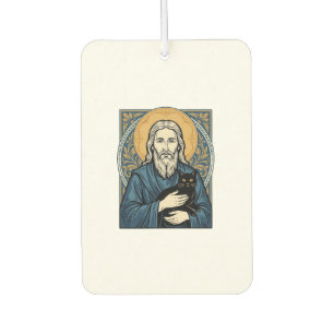 Vintage Sacred Cat Portrait Vector Shirt Design_1 Car Air Freshener