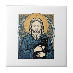 Vintage Sacred Cat Portrait Vector Shirt Design_1 Tile
