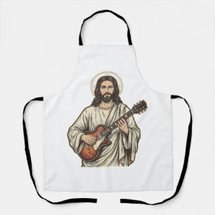 Vintage Sacred Guitarist Engraving Shirt Design_1 Apron