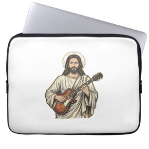 Vintage Sacred Guitarist Engraving Shirt Design_1 Laptop Sleeve
