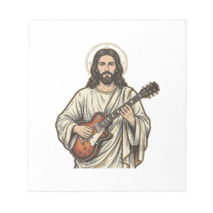 Vintage Sacred Guitarist Engraving Shirt Design_1 Notepad