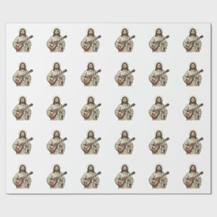 Vintage Sacred Guitarist Engraving Shirt Design_1 Wrapping Paper