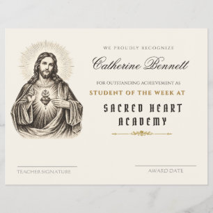Vintage Sacred Heart Catholic Academic Achievement Flyer