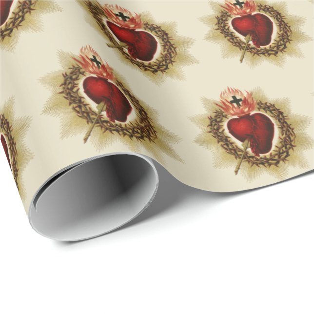 Vintage Sacred Heart of Jesus Catholic  Wrapping Paper (Roll Corner)