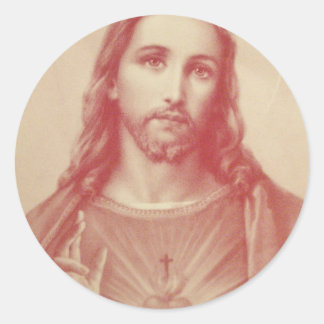 Vintage Sacred Heart of Jesus Classic Round Sticker