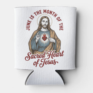 Vintage Sacred Heart of Jesus June Religious Shirt Can Cooler