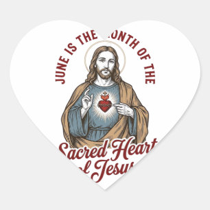 Vintage Sacred Heart of Jesus June Religious Shirt Sticker