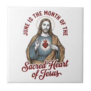 Vintage Sacred Heart of Jesus June Religious Shirt Tile
