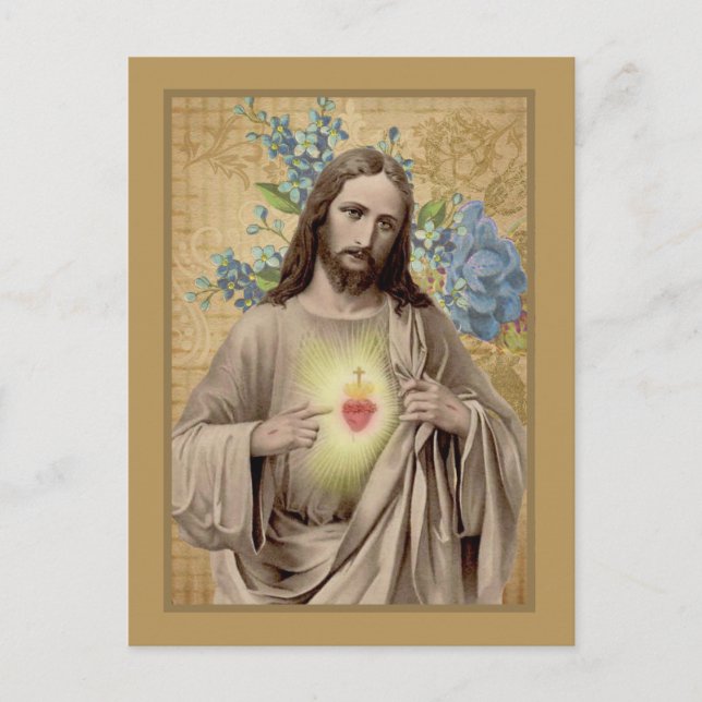 Vintage Sacred Heart of Jesus Religious Postcard (Front)