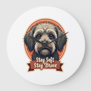 Vintage Sad Dog Retro Rescue Style Shirt Design 2 Large Clock